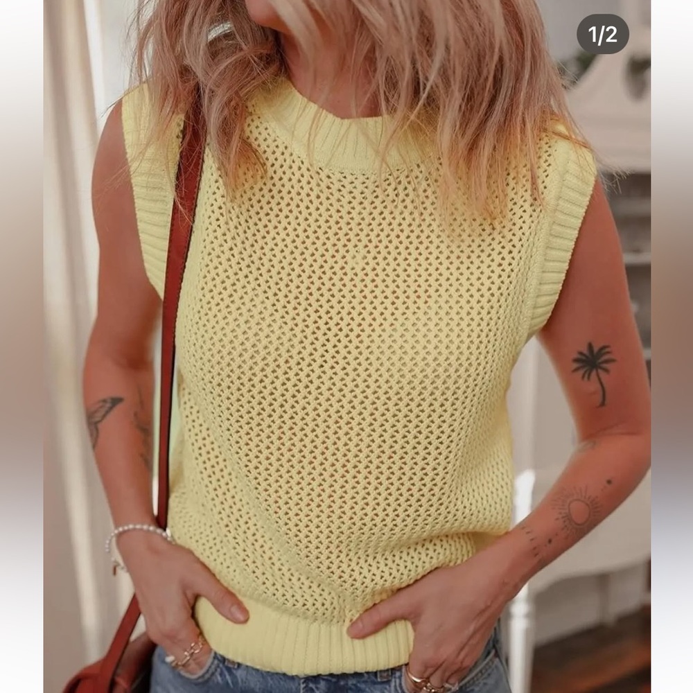 Yellow Sleeveless Knit Top